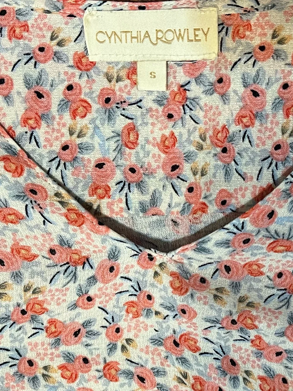 Cynthia Rowley Floral Ruffle Hem' Top Sz S Multicolor - Picture 2 of 5